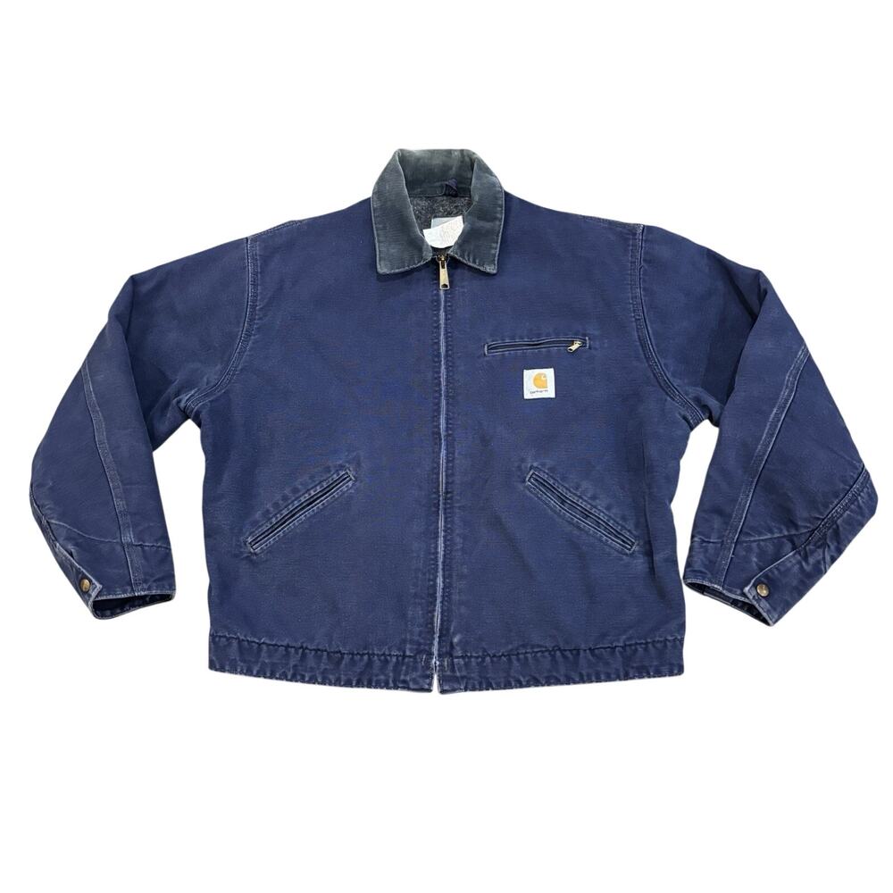 Vintage Blue Carhartt JB102 Blanket Lined Detroit Jacket Sz 48 XL Boxy USA